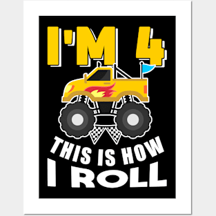 Monster Truck Gift 4th birthday children Posters and Art